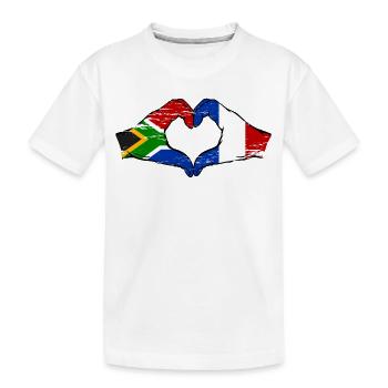 Afrique du Sud France Drapeau Mains Coeur Forme Utilisé - T-shirt bio Premium Enfant - blanc - Devant