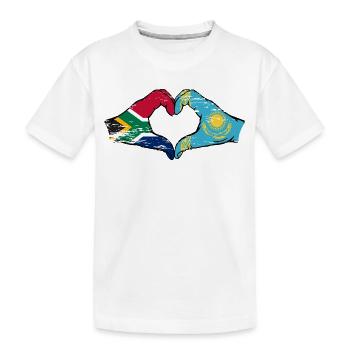 Afrique du Sud Kazakhstan drapeau mains forme de coeur utilisé - T-shirt bio Premium Enfant - blanc - Devant