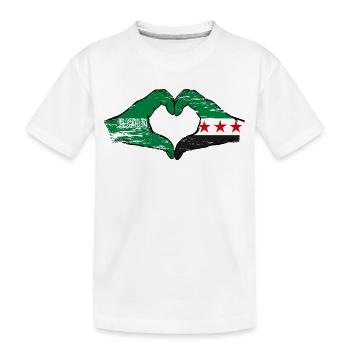 Arabie Saoudite Syrie Drapeau Mains Coeur Forme Utilisé - T-shirt bio Premium Enfant - blanc - Devant