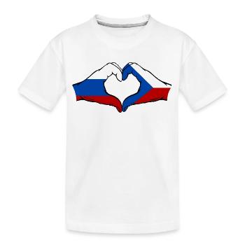 Russland Tschechien Flagge Hände Herzform - Kinder Premium Bio T-Shirt - Weiß - Vorne