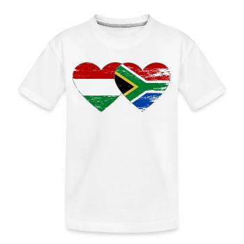 Hongrie Afrique du Sud Drapeau Mains Coeur Forme Utilisé - T-shirt bio Premium Enfant - blanc - Devant