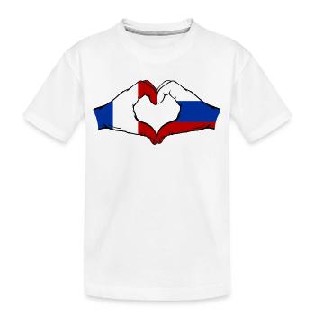 Frankreich Russland Flagge Hände Herzform - Kinder Premium Bio T-Shirt - Weiß - Vorne