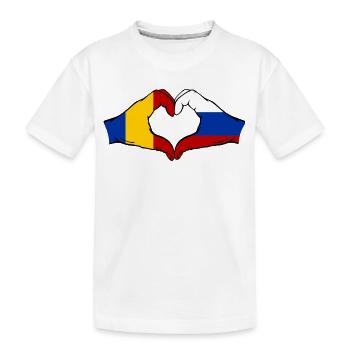 Roumanie Russie Drapeau Mains Coeur Forme - T-shirt bio Premium Enfant - blanc - Devant