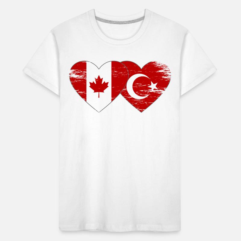 Canada Dinde Drapeau Coeur Utilisé T-shirt bio Premium Enfant