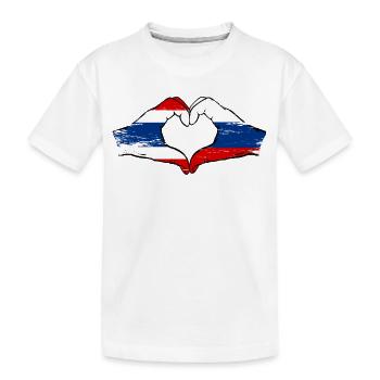 Thaïlande Russie Drapeau Mains Coeur Forme Utilisé - T-shirt bio Premium Enfant - blanc - Devant
