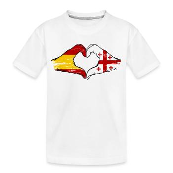 Spanien Georgien Flagge Hände Herzform used - Kinder Premium Bio T-Shirt - Weiß - Vorne