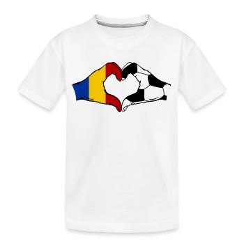Rumänien Fussball Flagge Haende Herzform - Kinder Premium Bio T-Shirt - Weiß - Vorne
