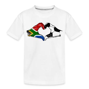 Südafrika Fussball Flagge Hände Herzform used - Kinder Premium Bio T-Shirt - Weiß - Vorne