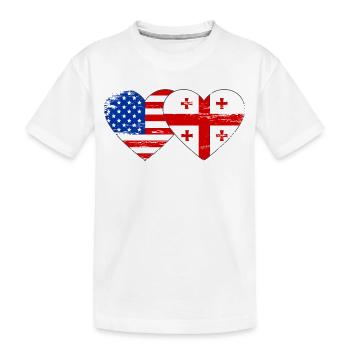 USA Georgien Flagge Herzform used - Kinder Premium Bio T-Shirt - Weiß - Vorne
