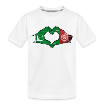 Pakistan Afghanistan Flagge Hände Herz - Kinder Premium Bio T-Shirt - Weiß - Vorne