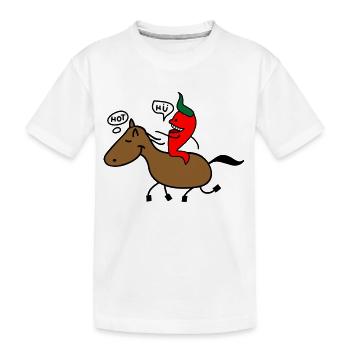 Pferd und Chilli - Kinder Premium Bio T-Shirt - Weiß - Vorne