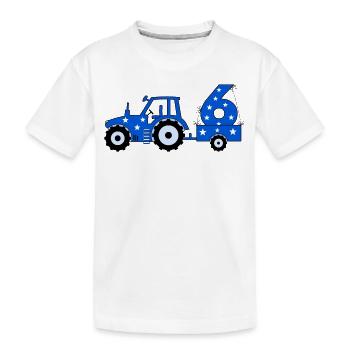 Tracteur du 6ème anniversaire - T-shirt bio Premium Enfant - blanc - Devant