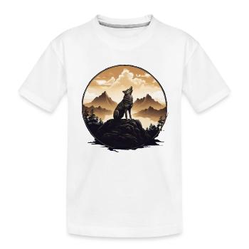 La solitude du loup : l’aube de la montagne - T-shirt bio Premium Enfant - blanc - Devant