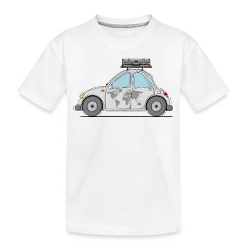 Voiture avec valise Carte du monde Gris - T-shirt bio Premium Enfant - blanc - Devant