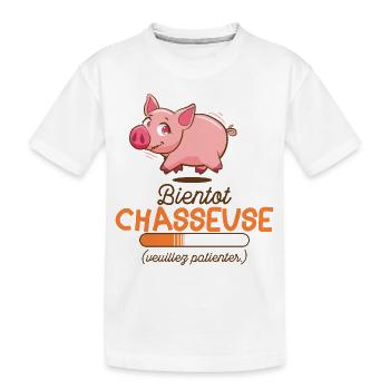 chasseur bientôt chasseuse chasseuses en cours - T-shirt bio Premium Enfant - blanc - Devant