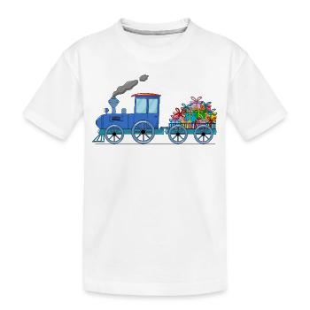 Train pour enfants avec remorque en bleu - T-shirt bio Premium Enfant - blanc - Devant