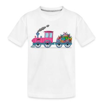 Train pour enfants avec remorque rose - T-shirt bio Premium Enfant - blanc - Devant