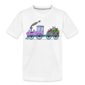 Train pour enfants avec remorque rose - T-shirt bio Premium Enfant - blanc - Devant