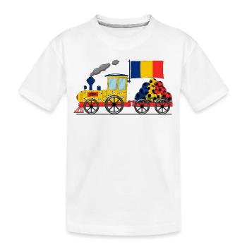 Romania Flag Football Railway - Kids' Premium Organic T-Shirt - white - Front