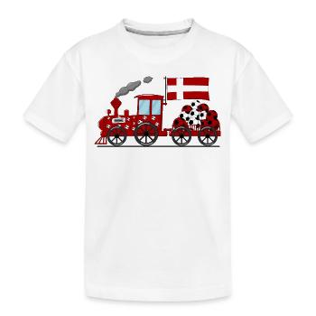 Dänemark Flagge Fußball Eisenbahn - Kinder Premium Bio T-Shirt - Weiß - Vorne