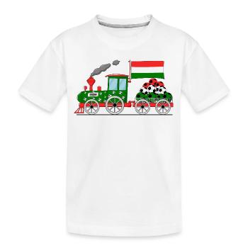 Ungarn Flagge Fußball Eisenbahn - Kinder Premium Bio T-Shirt - Weiß - Vorne