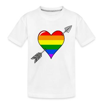 Coeur et flèche amour drapeau arc-en-ciel - T-shirt bio Premium Enfant - blanc - Devant