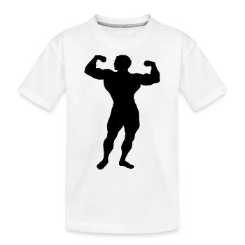 Bodybuilder Silhouette - Kinder Premium Bio T-Shirt - Weiß - Vorne