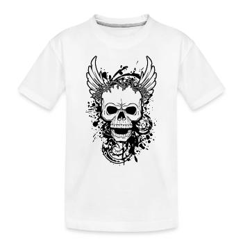 Schädel mit Flügeln - Kinder Premium Bio T-Shirt - Weiß - Vorne