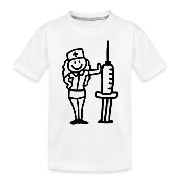 Krankenschwester Ärztin mit Spritze - line - Kinder Premium Bio T-Shirt - Weiß - Vorne