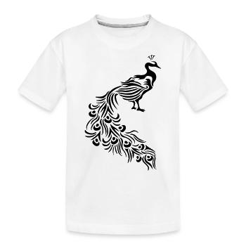 dekorativ vogel silhouette umriss schatten pfau fa - Kinder Premium Bio T-Shirt - Weiß - Vorne
