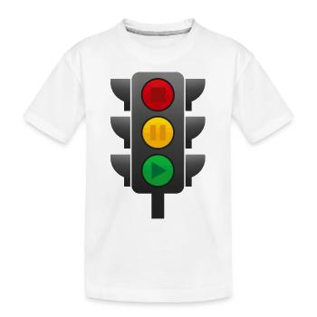 Traffic light (Stop, Pause, Play) - Kids' Premium Organic T-Shirt - white - Front