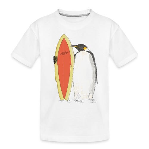 Pingwin z deską surfingową - Ekologiczna koszulka dziecięca Premium