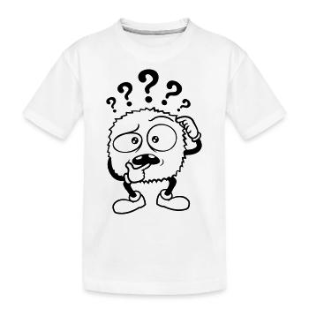 Doubtful question mark skeptical monster - Kids' Premium Organic T-Shirt - white - Front