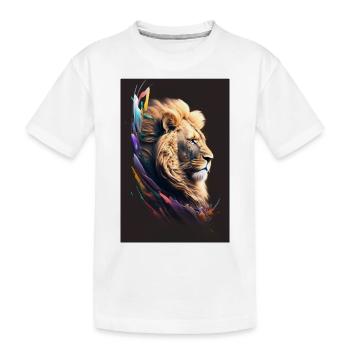 neon löwe - Kinder Premium Bio T-Shirt - Weiß - Vorne