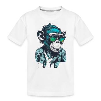 Affen-Coolness Schimpanse im Sonnenbrillen-Look - Kinder Premium Bio T-Shirt - Weiß - Vorne