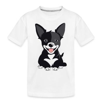 Chiot chien heureux avec la langue tendue - T-shirt bio Premium Enfant - blanc - Devant