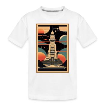 Japanese Spaceship in the style of a woodblock pri - Kids' Premium Organic T-Shirt - white - Front