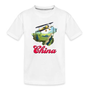 Reiseplakat der Chinesischen Mauer - Kinder Premium Bio T-Shirt - Weiß - Vorne