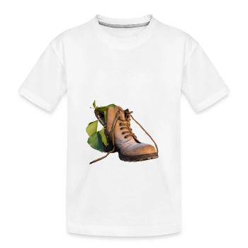 Schuh mit Grünpflanze - Kinder Premium Bio T-Shirt - Weiß - Vorne