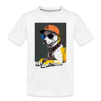 Chien inkpunk avec lunettes de soleil et casquette 4 - T-shirt bio Premium Enfant - blanc - Devant