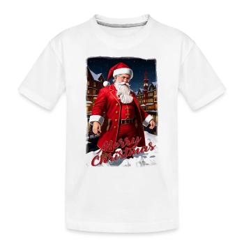 Santa in the snow - Kids' Premium Organic T-Shirt - white - Front