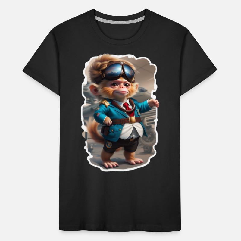 Affe Pilot Kinder Premium Bio T-Shirt