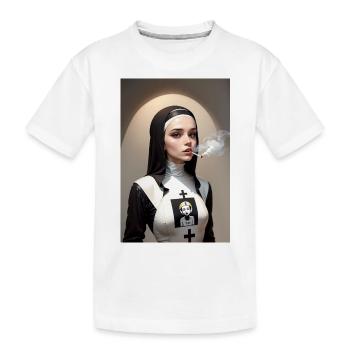 Modern Smoking Cyberpunk Nun - Kids' Premium Organic T-Shirt - white - Front