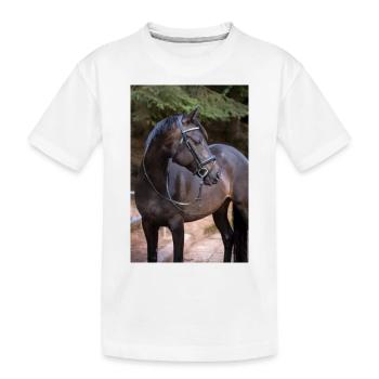 schönes schwarzes Pferd, Lakota vom Regenbogenhof, - Kinder Premium Bio T-Shirt - Weiß - Vorne