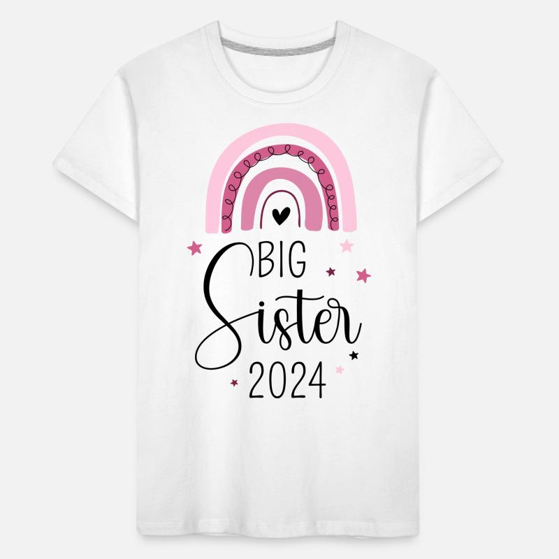 Ich werde große Schwester 2024 Regenbogen Süß Kinder Premium Bio T-Shirt