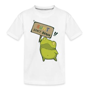 Bunt statt Braun Demo Frosch - Kinder Premium Bio T-Shirt - Weiß - Vorne