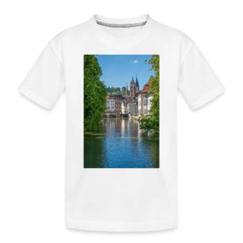 Stadtbild von Esslingen am Neckar von der Agnesbrücke aus - Kinder Premium Bio T-Shirt - Weiß - Vorne