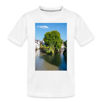 Stadtbild von Esslingen am Neckar von der Agnesbrücke aus - Kinder Premium Bio T-Shirt - Weiß - Vorne