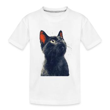 Schwarze Katze - Kinder Premium Bio T-Shirt - Weiß - Vorne