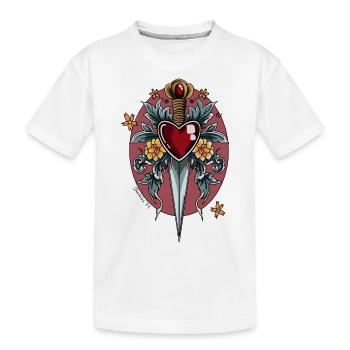 Herz | Dolch | Tattoo Art | Old school - Kinder Premium Bio T-Shirt - Weiß - Vorne
